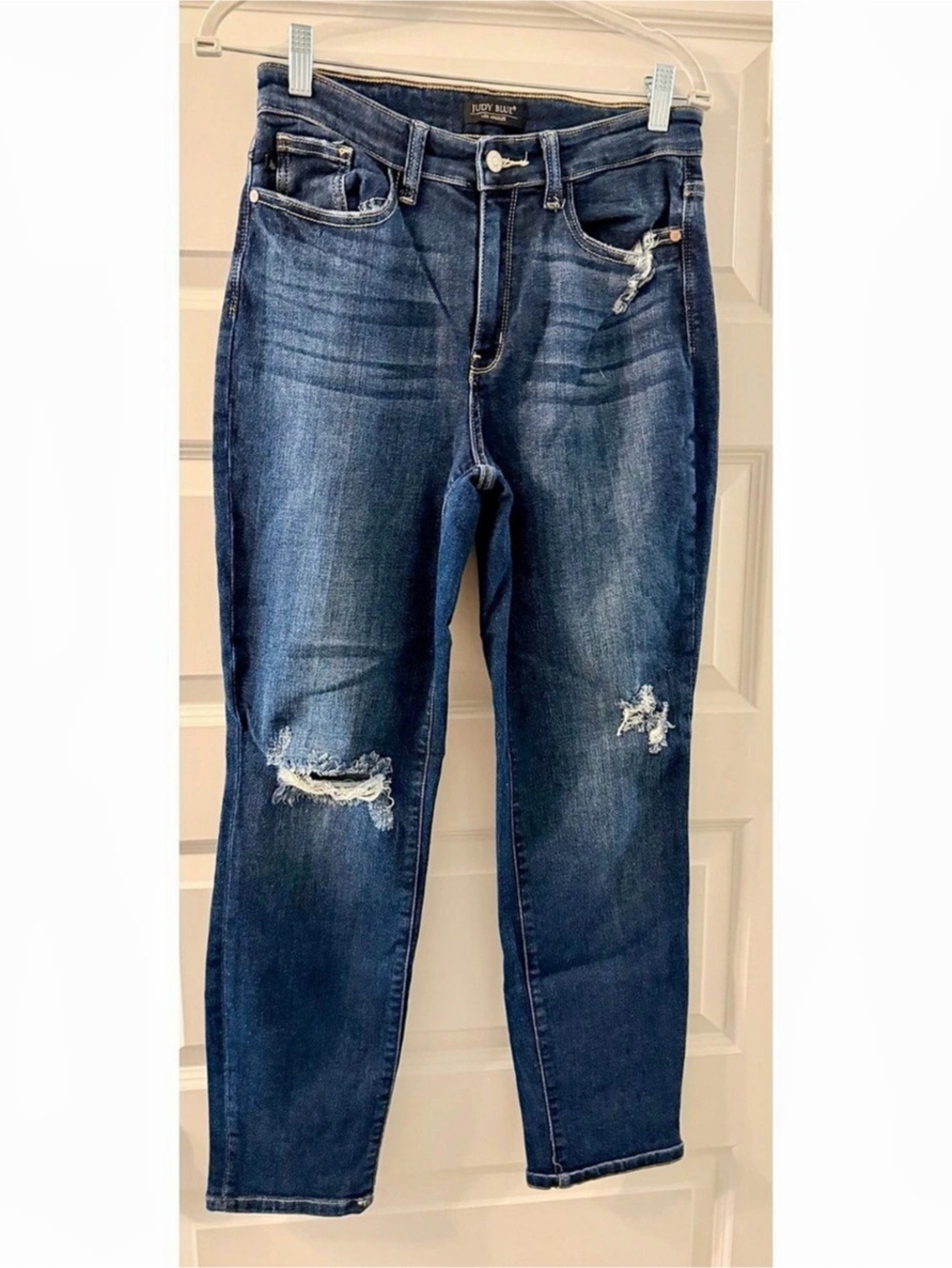 Judy Blue Boyfriend Fit Distressed Skinny Jeans in Blue Waist 5/27